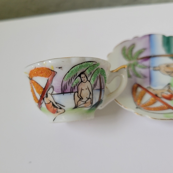 Polynesian Tiki Tea Cup, Saucer and Pot Island Beach Vintage Minature Souvenir. - Picture 6 of 11